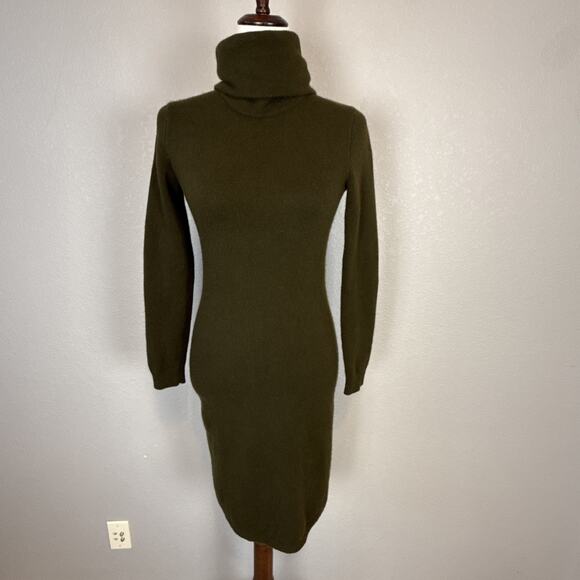 Ralph Lauren Black Label Olive Green Long Sleeve Turtleneck Sweater Dress Size S - Picture 2 of 7